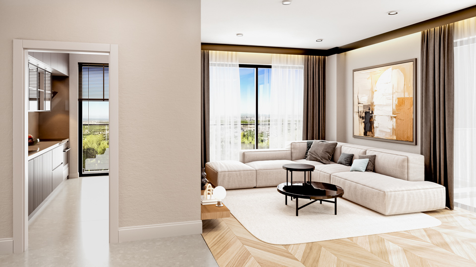 the villa overlooks dramatic mountainous scenery